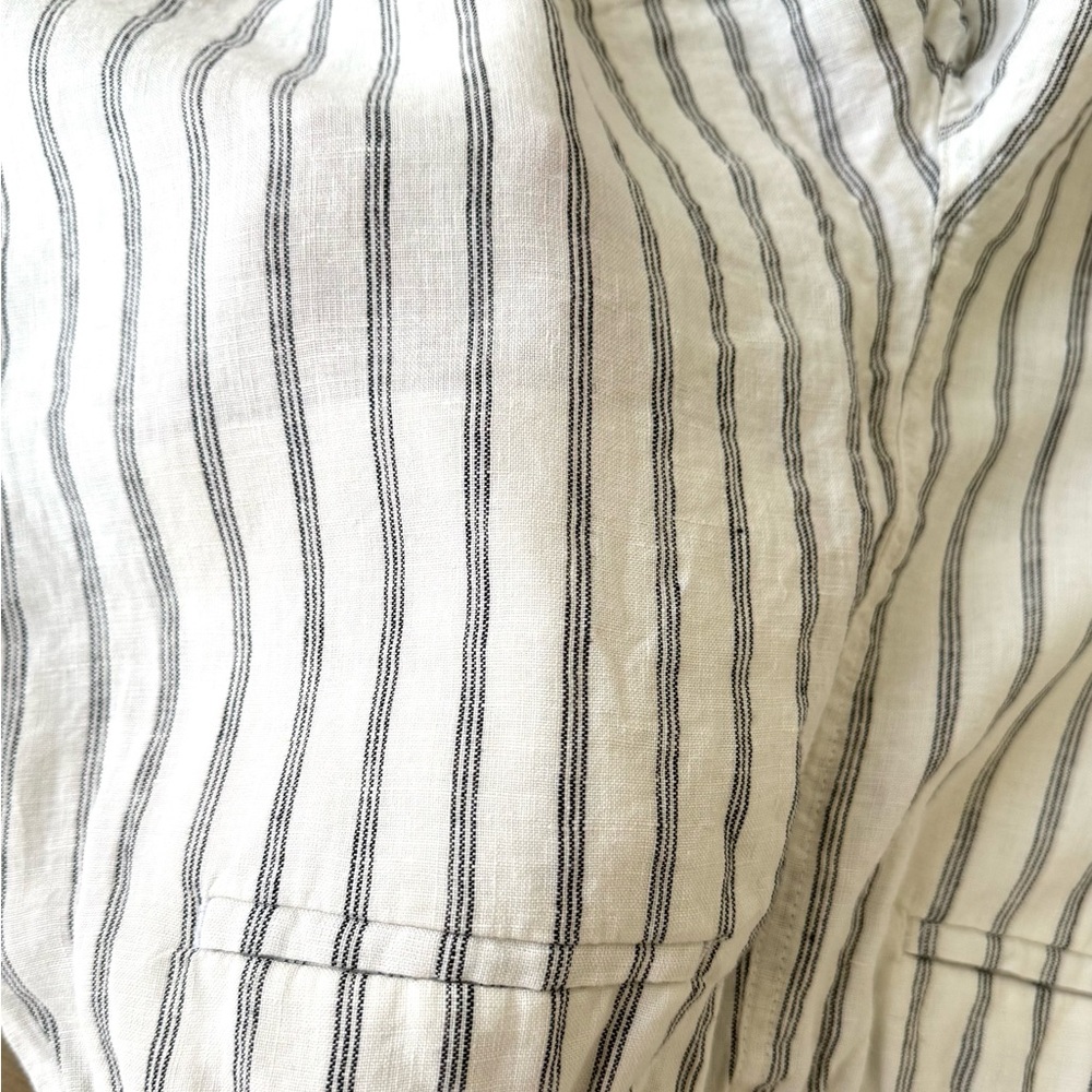 Quince Women's Ivory and Black Drawstring 100% Linen Shorts Medium NWT - Picture 9 of 9